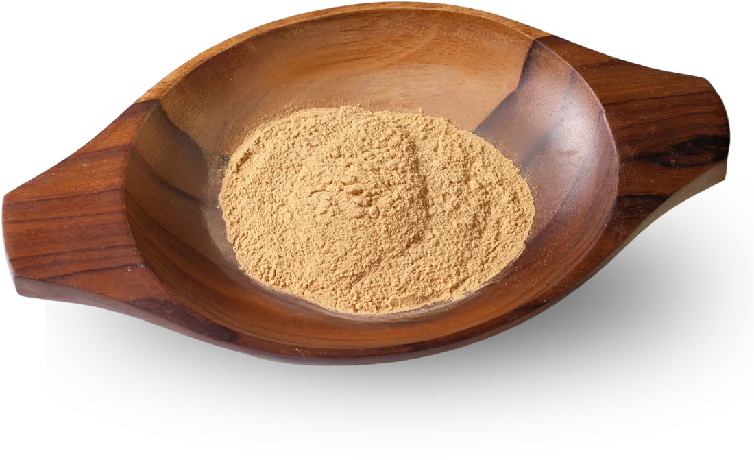Physta Tongkat Ali extract powder in a wooden bowl